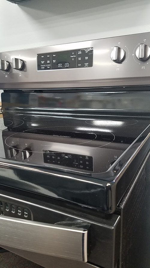Black oven with an electric stovetop